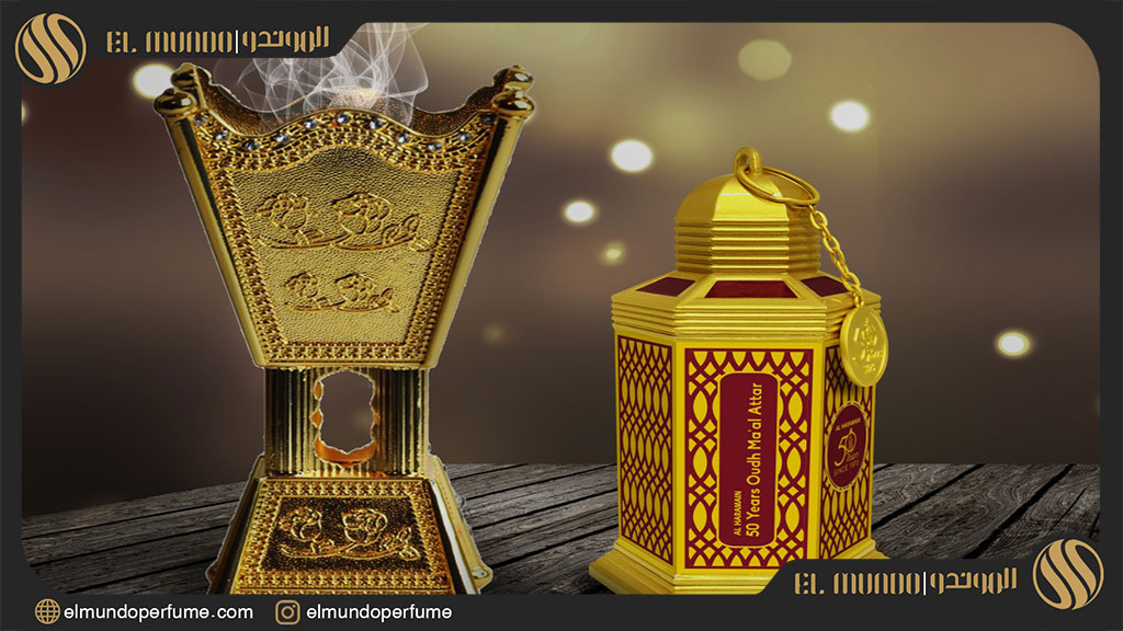 50 Years Golden Oudh Al Haramain Perfumes for women and men 3 - معرفی عطر الحرمین 50 ييرز گلدن عود و عود مع العطر